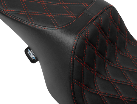 Drag Specialties Seats Predator 2-Up Seat 4695D for Harley FL Models 1997-2007 with Red Stitching and Vinyl Material