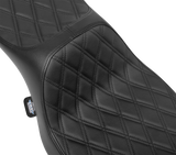Drag Specialties Seats Predator III Extended Reach Seat for Harley FLH/FLT 2023-2024, Double Diamond Black Vinyl Part #4705B