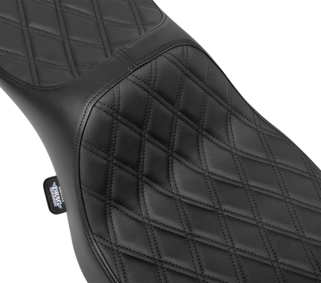Drag Specialties Seats Predator III Extended Reach Seat for Harley FLH/FLT 2023-2024, Double Diamond Black Vinyl Part #4705B