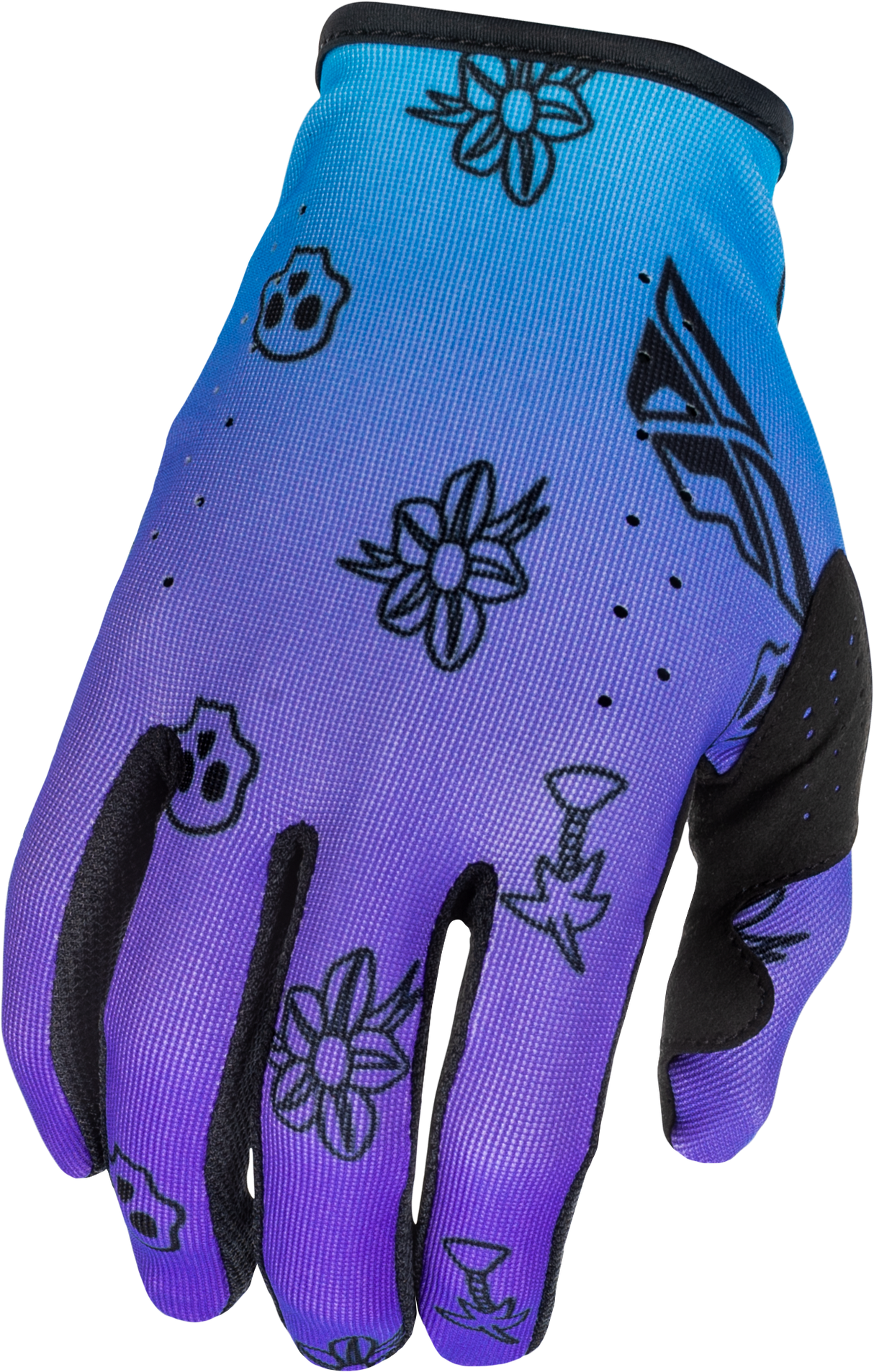 Fly Racing Youth Lite Outline Gloves for Motorcycle and Off-Road Use - Purple/Blue/Black, Part #379-715YS