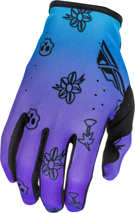 Fly Racing Youth Lite Outline Gloves for Motorcycle and Off-Road Use - Purple/Blue/Black, Part #379-715YS