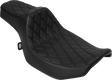 Drag Specialties Seats Predator III Extended Reach Seat for Harley FLH/FLT 2023-2025, Black Vinyl with Double Diamond Stitch Part 4706B