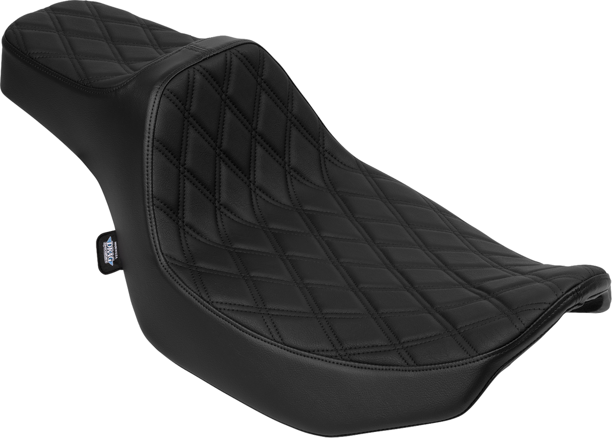 Drag Specialties Seats Predator III Extended Reach Seat for Harley FLH/FLT 2023-2025, Black Vinyl with Double Diamond Stitch Part 4706B