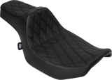Drag Specialties Seats Predator III Extended Reach Seat for Harley FLH/FLT 2023-2025, Black Vinyl with Double Diamond Stitch Part 4706B