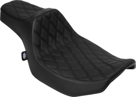 Drag Specialties Seats Predator III Extended Reach Seat for Harley FLH/FLT 2023-2025, Black Vinyl with Double Diamond Stitch Part 4706B