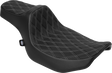 DRAG SPECIALTIES SEATS Predator III Extended Reach Seat for Harley FLT/FLH 2023-2025 - Silver Double Diamond Stitch