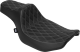 DRAG SPECIALTIES SEATS Predator III Extended Reach Seat for Harley FLT/FLH 2023-2025 - Silver Double Diamond Stitch