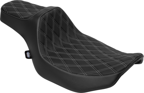 DRAG SPECIALTIES SEATS Predator III Extended Reach Seat for Harley FLT/FLH 2023-2025 - Silver Double Diamond Stitch