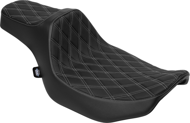 DRAG SPECIALTIES SEATS Predator III Extended Reach Seat for Harley FLT/FLH 2023-2025 - Silver Double Diamond Stitch