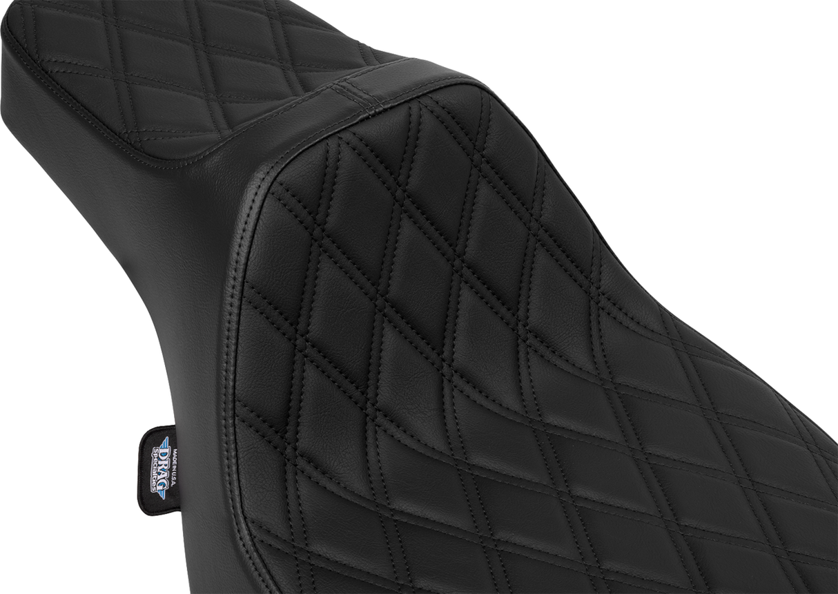 Drag Specialties Seats Predator III Extended Reach Seat for Harley FLH/FLT 2023-2025, Black Vinyl with Double Diamond Stitch Part 4706B
