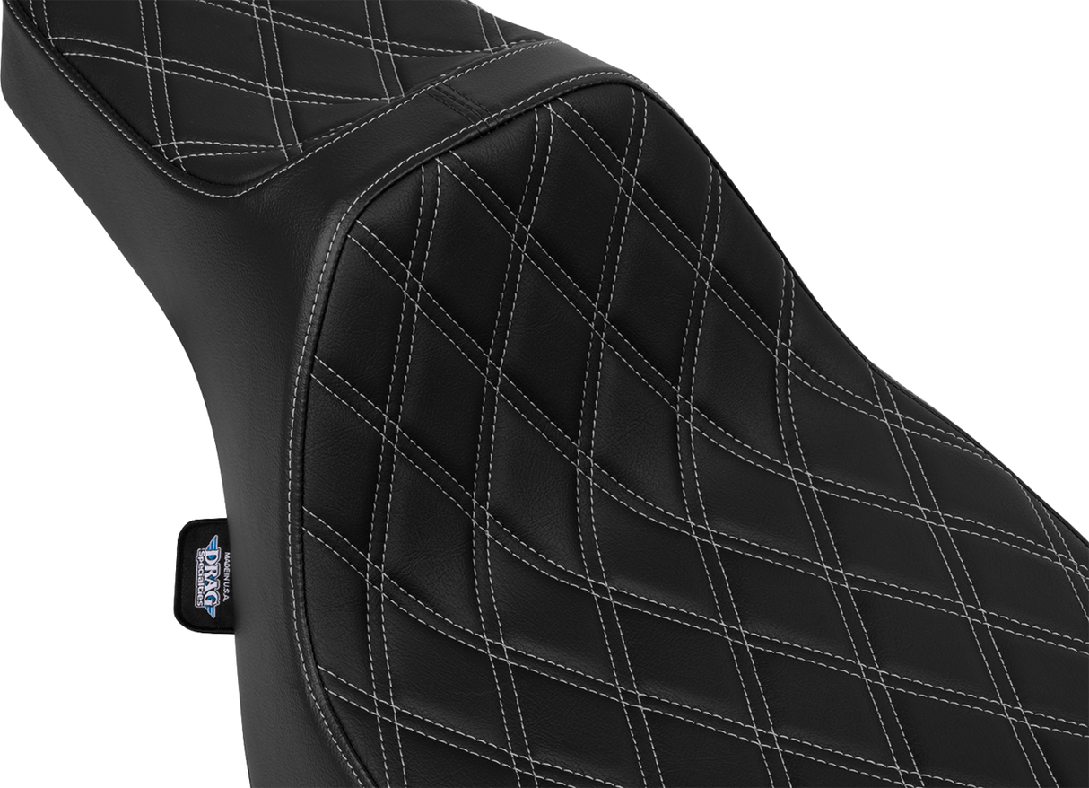 DRAG SPECIALTIES SEATS Predator III Extended Reach Seat for Harley FLT/FLH 2023-2025 - Silver Double Diamond Stitch