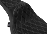DRAG SPECIALTIES SEATS Predator III Extended Reach Seat for Harley FLT/FLH 2023-2025 - Silver Double Diamond Stitch