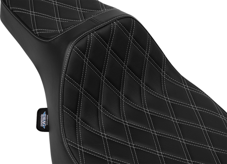 DRAG SPECIALTIES SEATS Predator III Extended Reach Seat for Harley FLT/FLH 2023-2025 - Silver Double Diamond Stitch