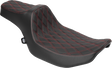 DRAG SPECIALTIES SEATS Predator III Extended Reach Seat for Harley FLT/FLH 2023-2025 with Red Double Diamond Stitch
