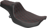DRAG SPECIALTIES SEATS Predator III Extended Reach Seat for Harley FLT/FLH 2023-2025 with Red Double Diamond Stitch