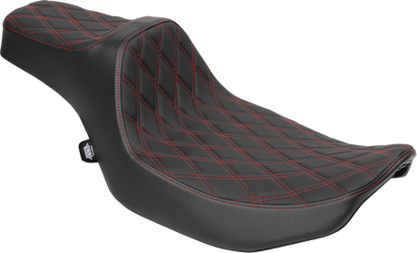 DRAG SPECIALTIES SEATS Predator III Extended Reach Seat for Harley FLT/FLH 2023-2025 with Red Double Diamond Stitch