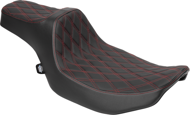 DRAG SPECIALTIES SEATS Predator III Extended Reach Seat for Harley FLT/FLH 2023-2025 with Red Double Diamond Stitch