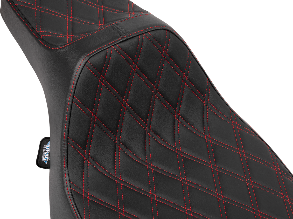 DRAG SPECIALTIES SEATS Predator III Extended Reach Seat for Harley FLT/FLH 2023-2025 with Red Double Diamond Stitch