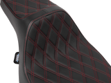 DRAG SPECIALTIES SEATS Predator III Extended Reach Seat for Harley FLT/FLH 2023-2025 with Red Double Diamond Stitch