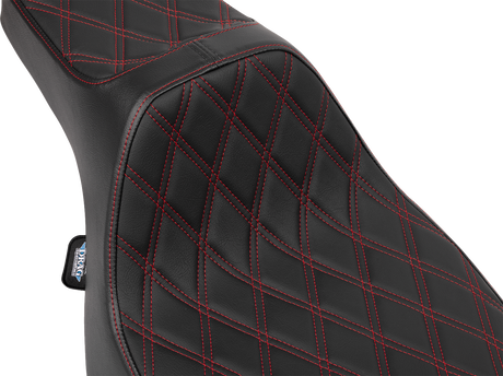 DRAG SPECIALTIES SEATS Predator III Extended Reach Seat for Harley FLT/FLH 2023-2025 with Red Double Diamond Stitch