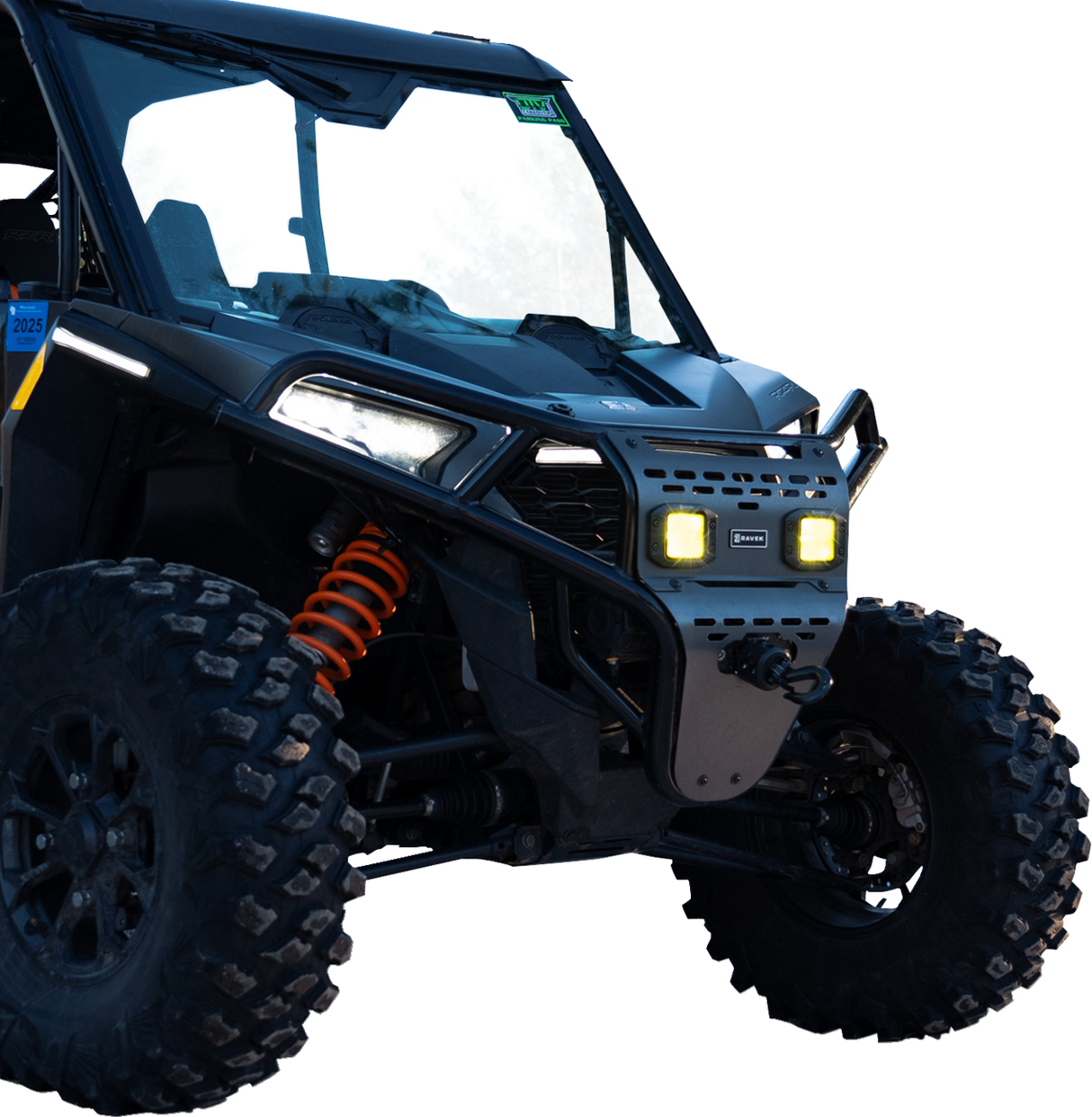 RAVEK Front Bumper/Skid Plate with Amber Lights - Black - RZR XP 1000 64-317BKLA