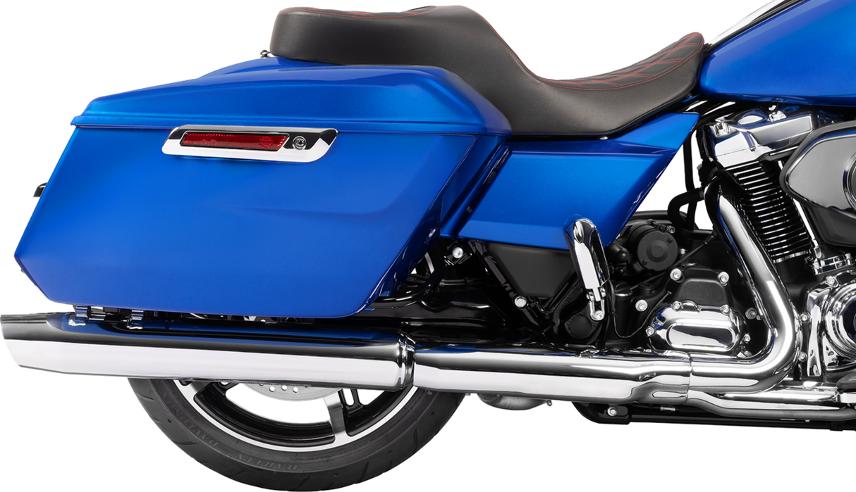 Drag Specialties Seats Freedom Seat for Harley FLT/FLH 2023-2025 - Black Vinyl with Red Double Diamond Stitch, Part #4711D
