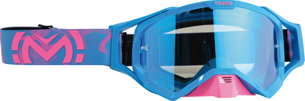 Moose Offroad XCR Goggle with Blue Mirror Lens - Fits ATV, Motocross, UTV, and Off-Road Vehicles