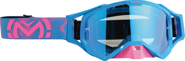 Moose Offroad XCR Goggle with Blue Mirror Lens - Fits ATV, Motocross, UTV, and Off-Road Vehicles