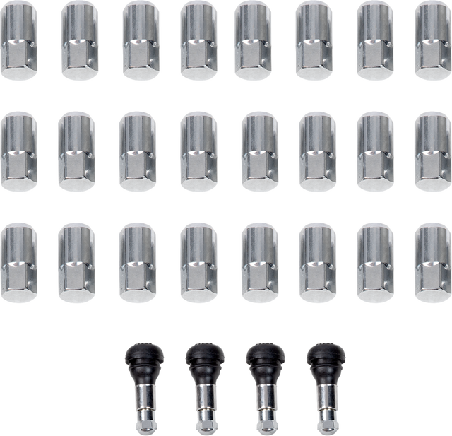 MOOSE OFFROAD Lug Nuts with Valve Stems for 12 mm x 1.50 Vehicles - Chrome Tapered - Pack of 24 (Part No. SP300MO207-24)