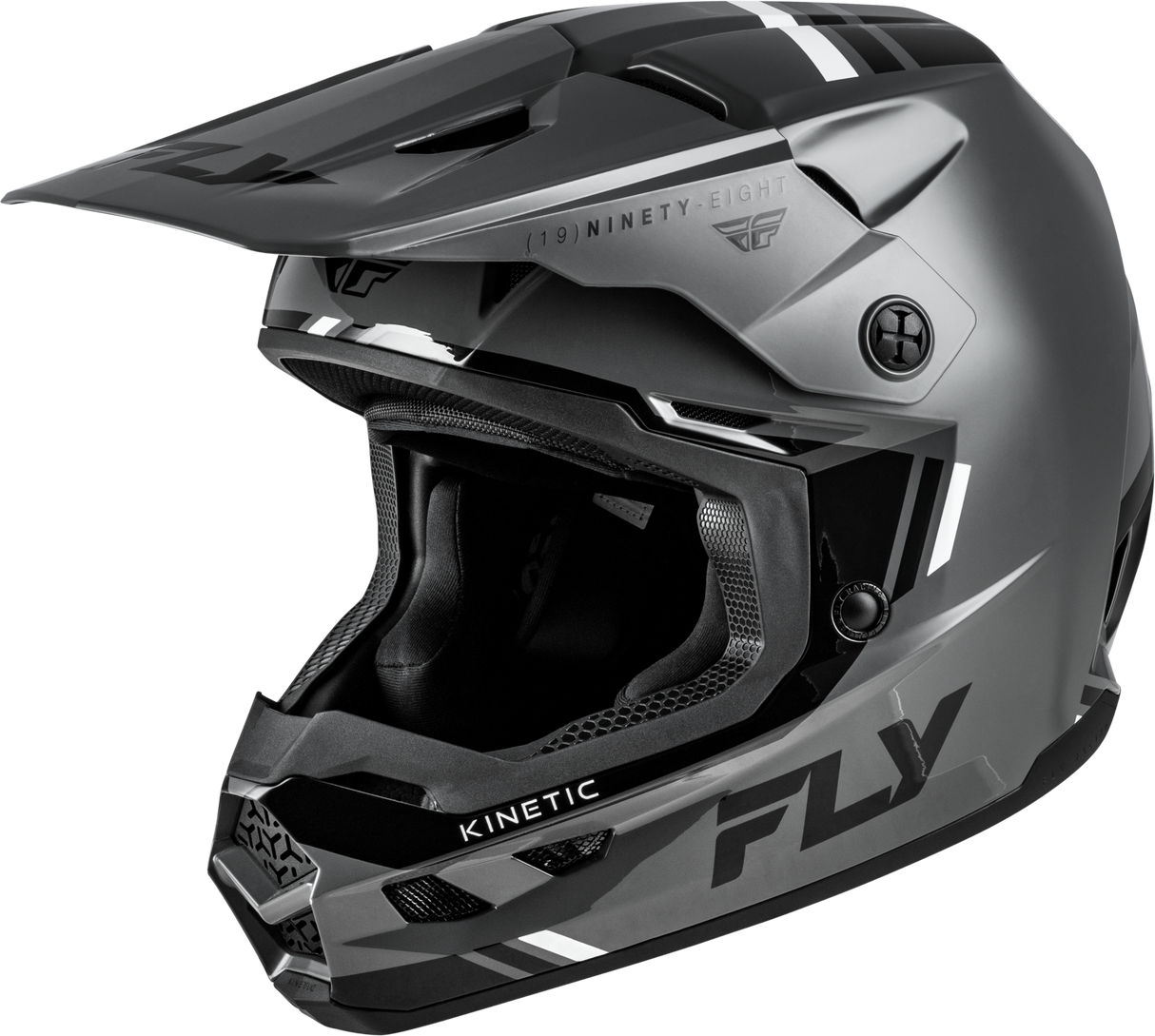 FLY Racing Kinetic Verdict Helmet Grey/Black/White XS – Off-Road Motorcycle Helmet with Dual-Density EPS and Ventilation for ATV, Dirt Bike, and Motocross