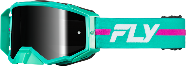 Fly Racing Zone Pro Goggle Teal/Purple with Black Mirror Smoke Lens – Motorcycle ATV Off-Road Helmet Compatibility