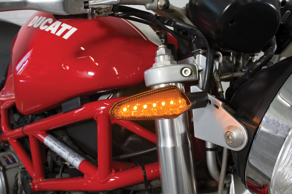 KOSO Nuovo LED Turn Signals with Amber Lens - Compatible with Honda Civic 2016-2021, Yamaha YZF-R3 2015-2023, Kawasaki Ninja 400 2018-2022