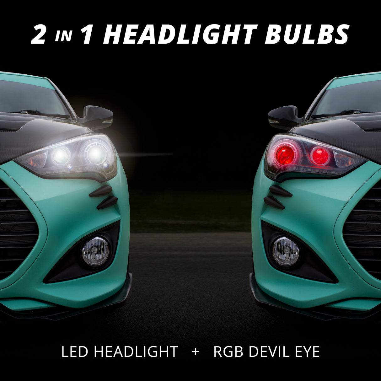 XK GLOW RGB H4 LED Bulb Kit - 2-in-1 App-Controlled RGB Headlights with Music Sync for Cars and Trucks