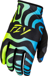 Fly Racing Lite Zen Gloves Black/Blue/Hi Vis Medium for Motorcycle and ATV Riders