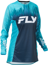 Fly Racing Women's Lite Jersey Aqua/Navy/White Large – Motorsport Performance Motorcycle Jersey with Mesh Ventilation for Women’s Fit