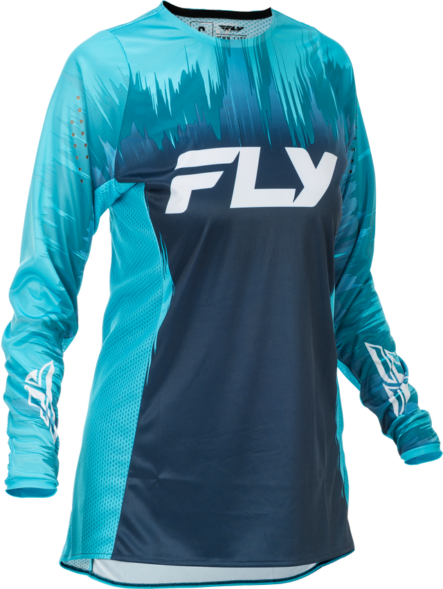 Fly Racing Women's Lite Jersey Aqua/Navy/White Large – Motorsport Performance Motorcycle Jersey with Mesh Ventilation for Women’s Fit