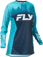 Fly Racing Women's Lite Jersey Aqua/Navy/White Large – Motorsport Performance Motorcycle Jersey with Mesh Ventilation for Women’s Fit