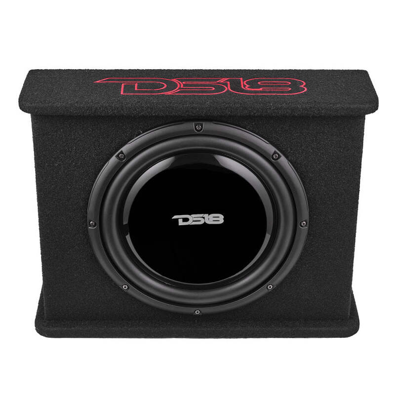 DS18 SB12A 12-Inch Shallow Subwoofer with Enclosure and 350W RMS Amplified System for Car Audio