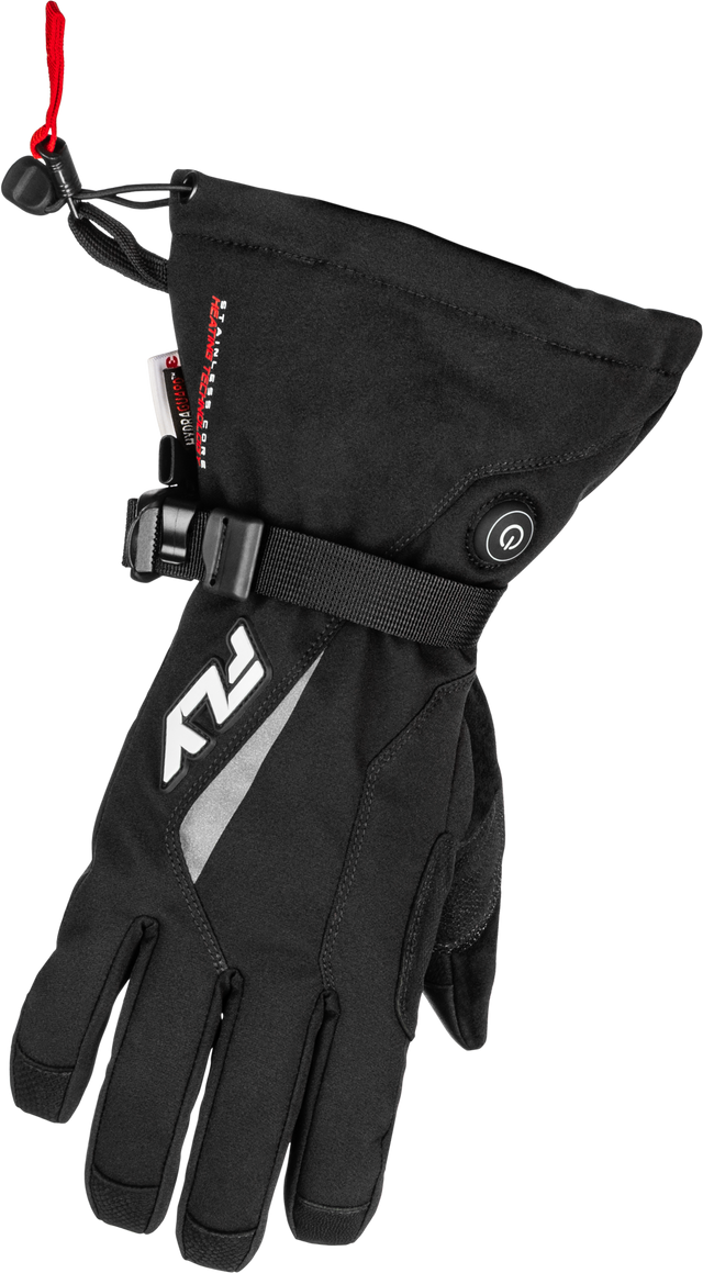 Fly Racing Title Heated Gauntlet Gloves Black XS for Motocross and ATV Riders