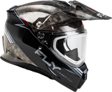Fly Racing Trekker CW Conceal Helmet with Electric Shield - Black/Grey/White for ATV, Dirt Bike, and Off-Road Vehicles