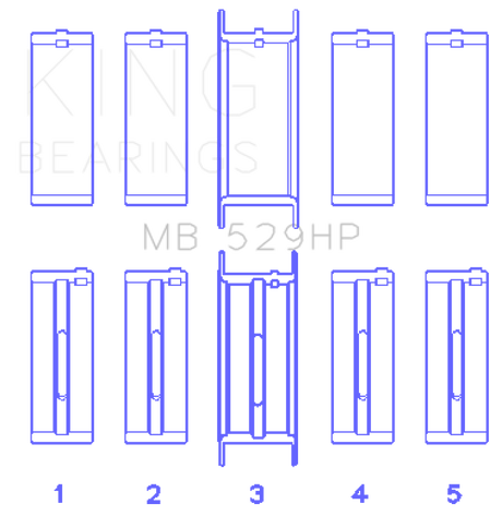 King Engine Bearings Ford 302 5.0L Windsor (Size STDX) Main Bearing Set
