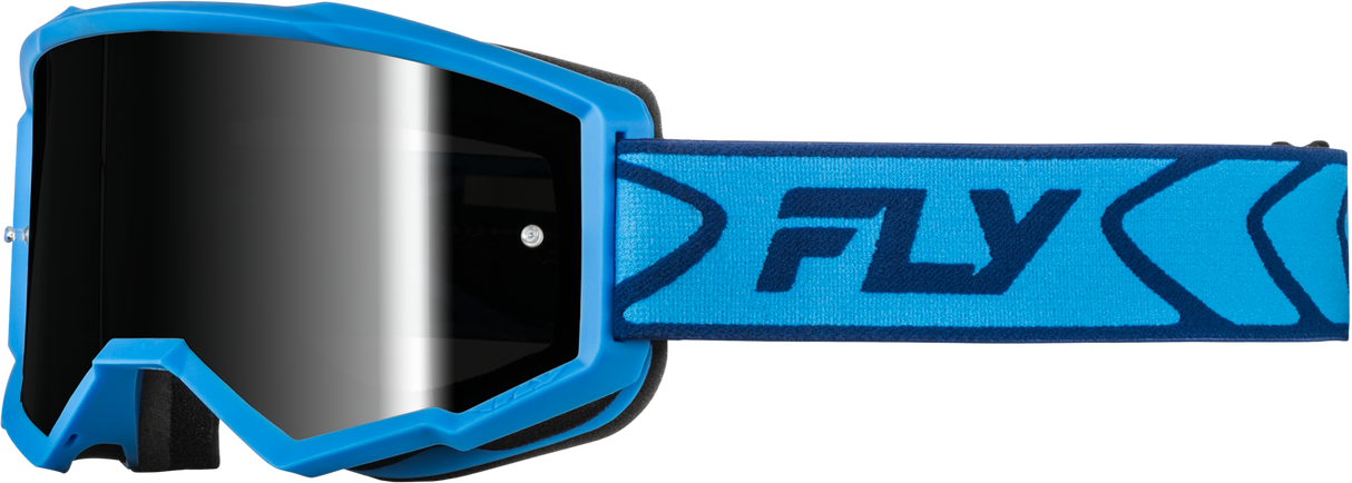 FLY RACING Youth Zone Goggle Blue/Navy with Black Mirror/Smoke Lens – Ideal for Off-Road & Motocross Vehicles
