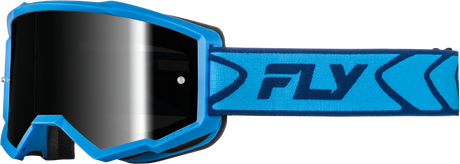 Fly Racing Zone Goggle Blue/Navy with Black Mirror Smoke Lens for ATV and Motocross