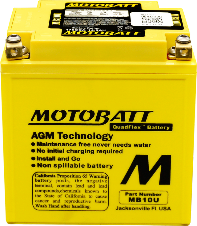 Motobatt MB10U Quadflex Sealed AGM Battery for Motorcycle and Powersports Vehicles