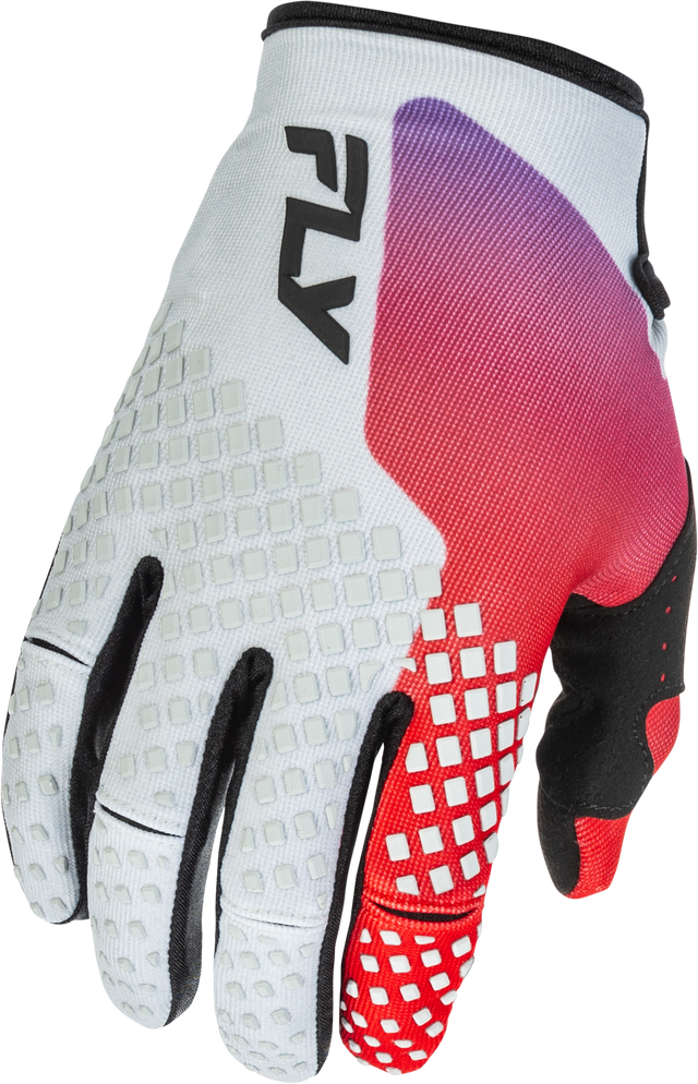 Fly Racing Youth Kinetic Gloves Grey/Red/Purple/Black – Versatile Racing Gloves for Youth Motorcycle and ATV Riders