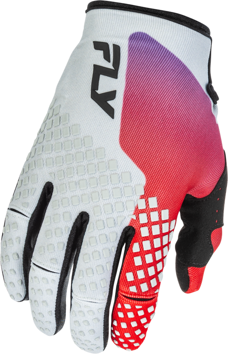 Fly Racing Kinetic Gloves Grey/Red/Purple/Black Medium for Motorcycle and ATV Riders
