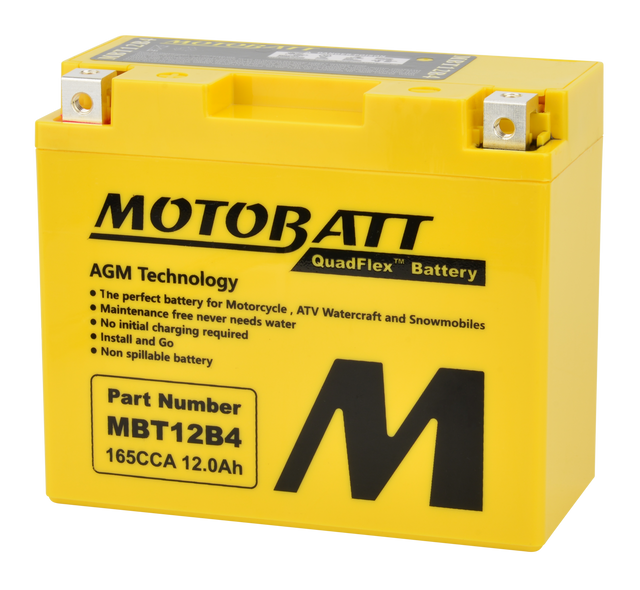 Motobatt MBT12B4 Quadflex Sealed AGM Battery for Motorcycle and Powersports Vehicles