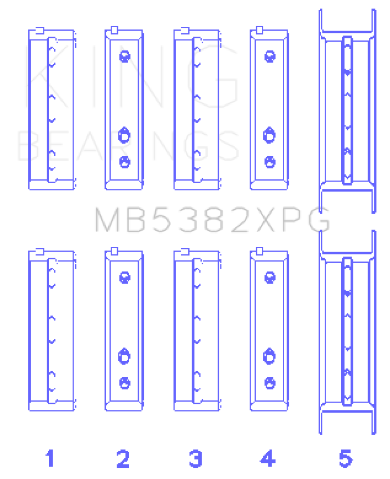 King Subaru EJ20/EJ22/EJ25 (For Thrust in #5 Position) Tri-Metal Perf Main Bearing Set - Size STDX