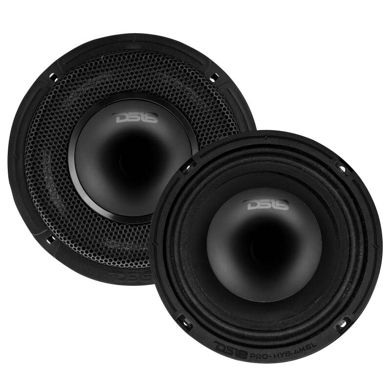 DS18 PRO-HY6.4MSL 6.5-inch 150W RMS Mid-Range Loudspeaker with Shallow Grill for Car Audio