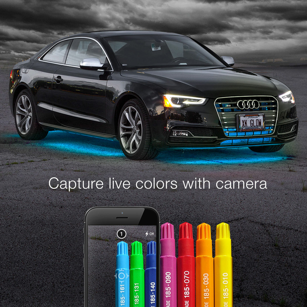 XK GLOW XK-CHROME-KIT Universal Bluetooth LED Light Kit for Cars and Trucks